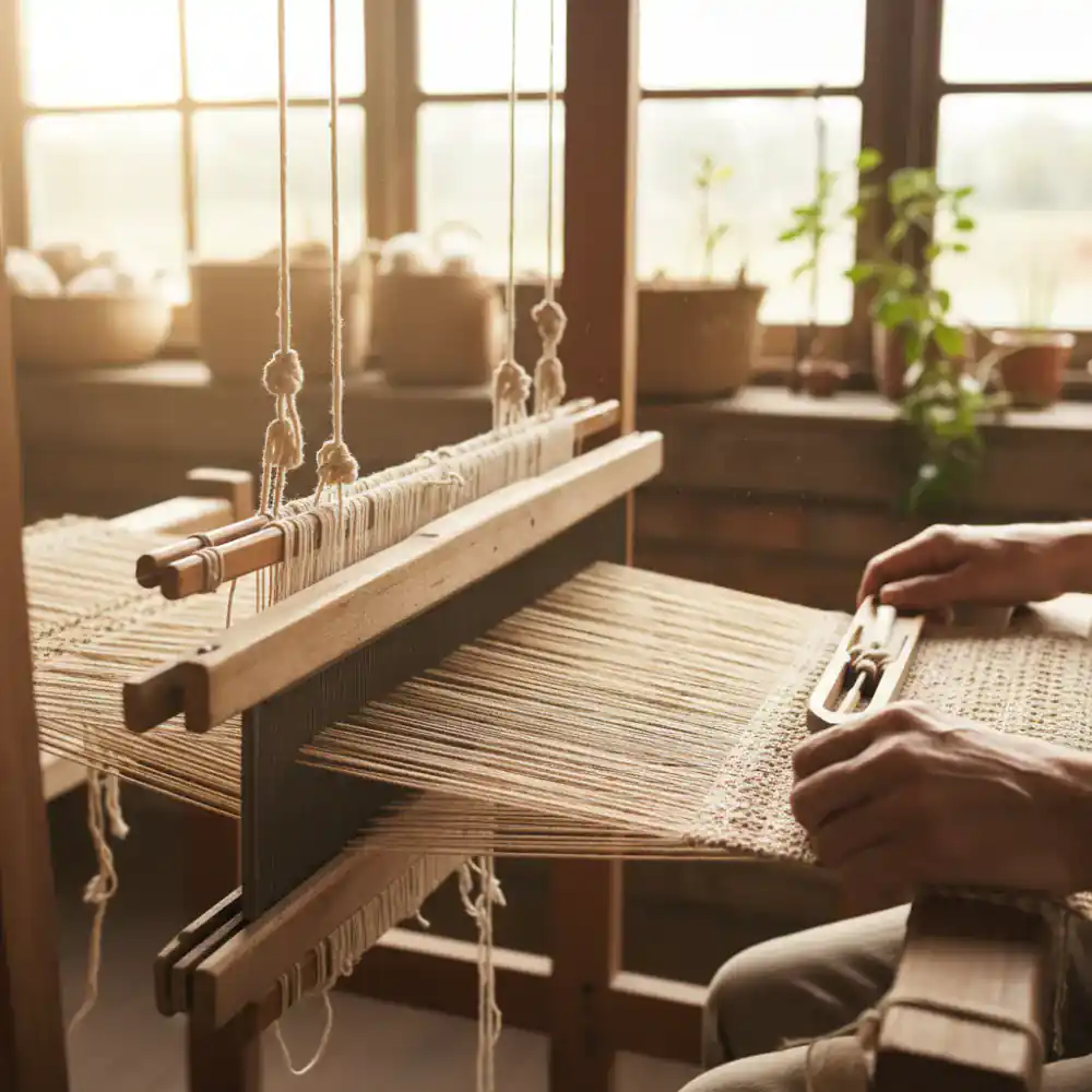 Natural fabric weaving process